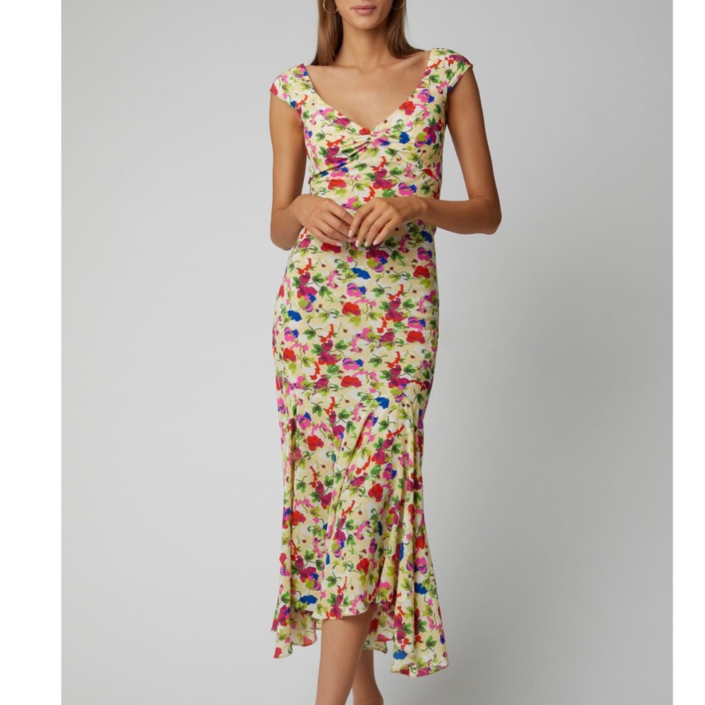 Saloni yellow floral dress